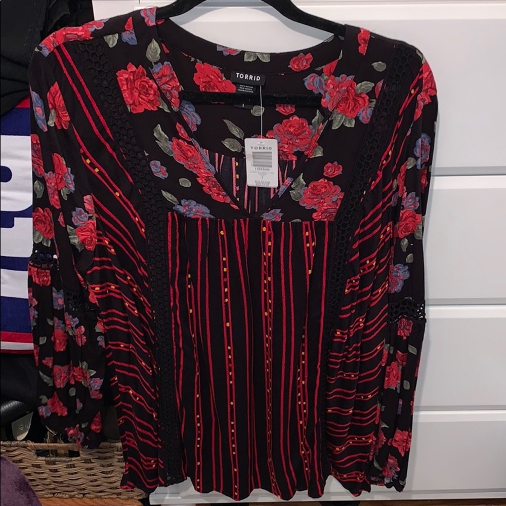 Mixed Floral Twill Lace Tunic